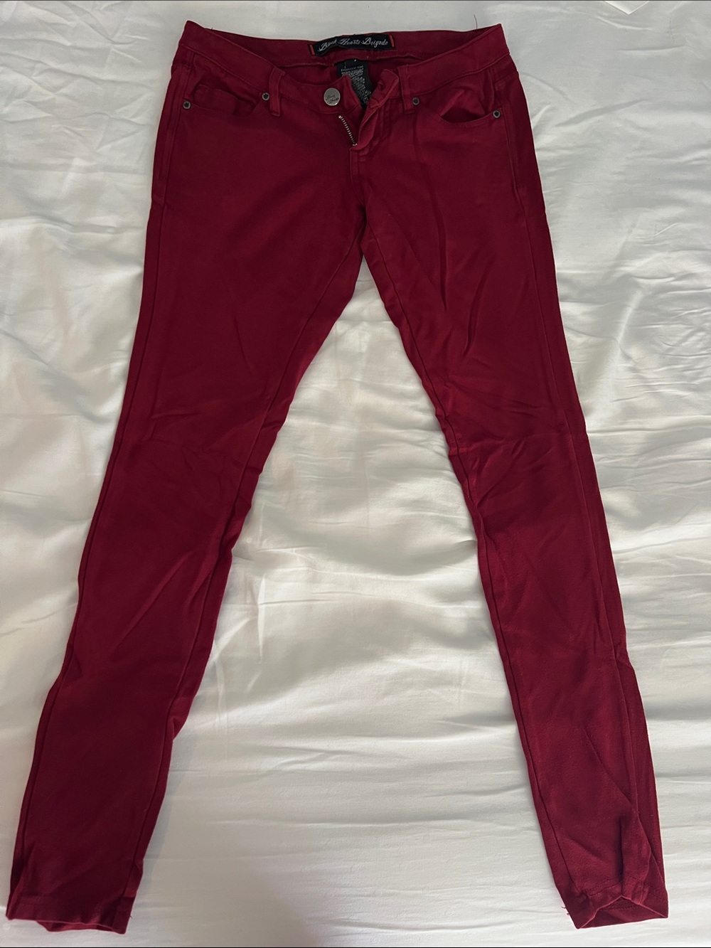 Spandex Straight Leg Hip Hugger Pants - Deep Red - Size 24